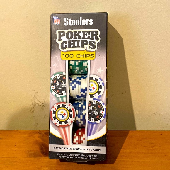 NFL Licensed Pittsburgh Steelers Poker Chips 100 chips casino style tray & 11.5g - Picture 1 of 6